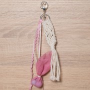 Χειροποίητη Μπομπονιέρα μπρελόκ macrame 5973 εκρού
