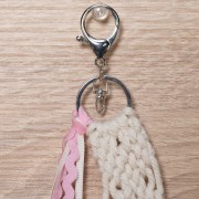 Χειροποίητη Μπομπονιέρα μπρελόκ macrame 5973 εκρού
