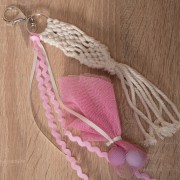 Χειροποίητη Μπομπονιέρα μπρελόκ macrame 5973 εκρού