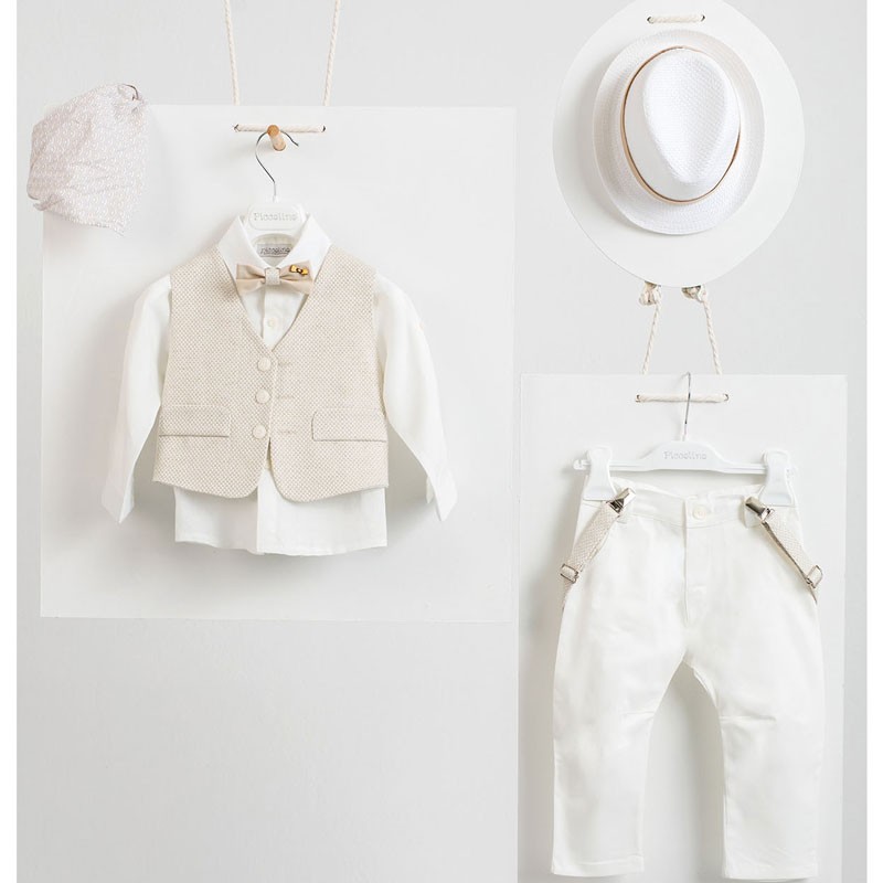 Piccolino Lando Ivory AG20S23 Κοστούμι Βάπτισης 6τμχ