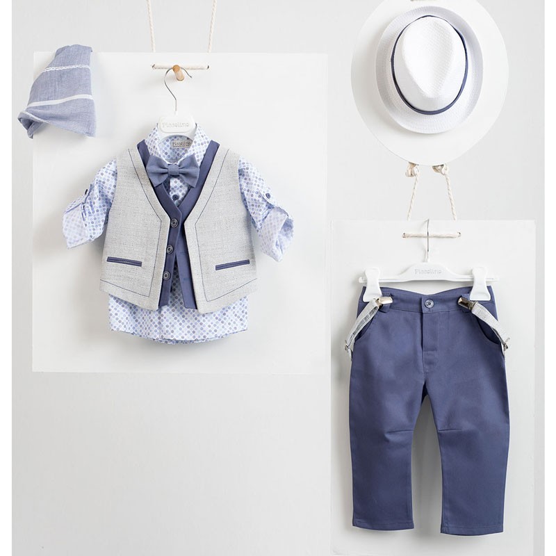 Piccolino Alberto Indigo AG21S33 Κοστούμι Βάπτισης 6τμχ