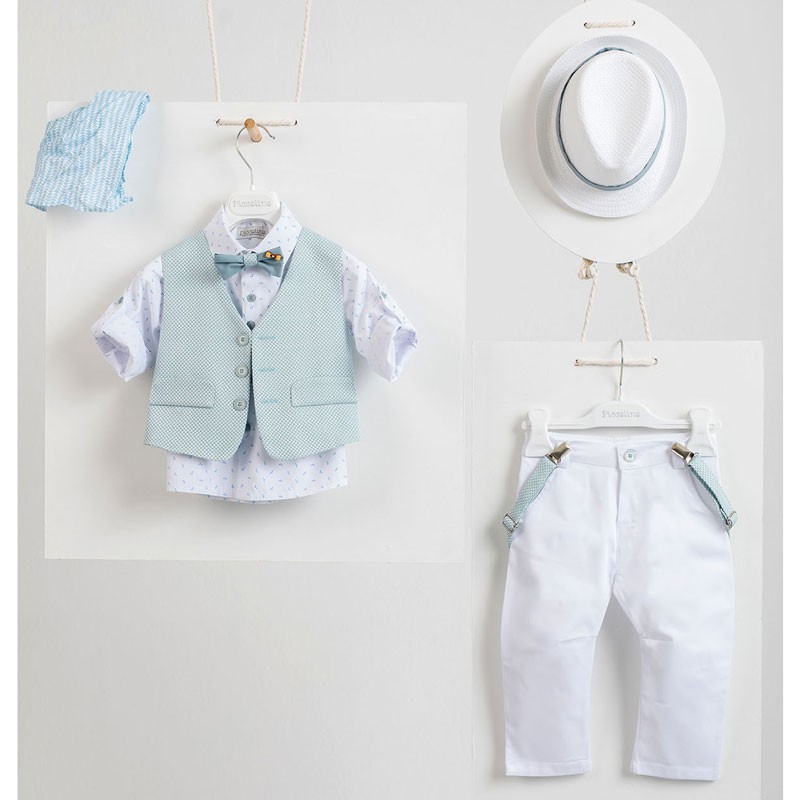Piccolino Lando-Bianco White/Sky AG22S24 Κοστούμι Βάπτισης 6τμχ