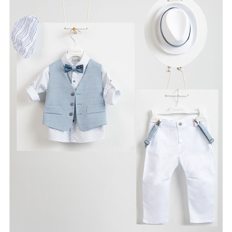 Piccolino Lando-Bianco White/Raf AG22S24 Κοστούμι Βάπτισης 6τμχ
