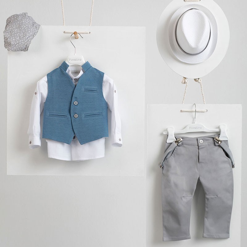 Piccolino Barry-23 grey AG22S44 Κοστούμι Βάπτισης 6τμχ