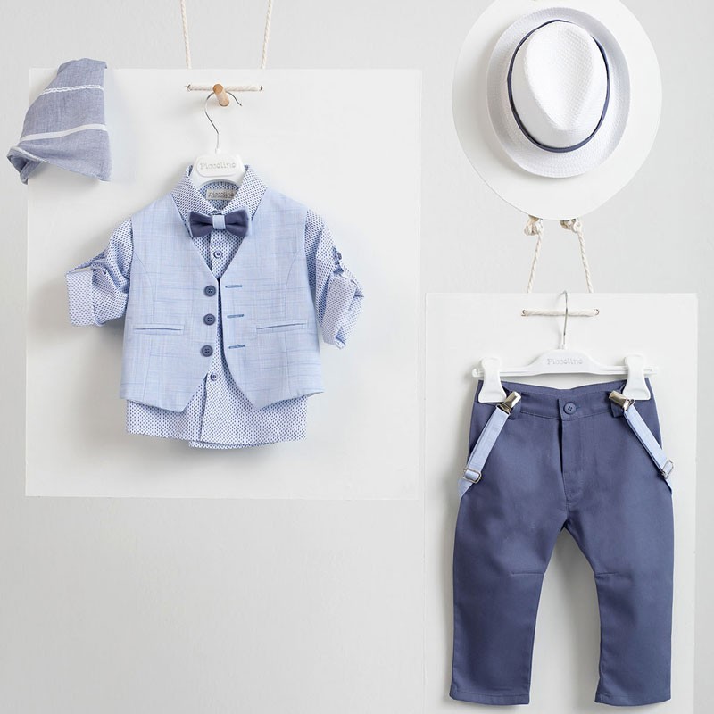 Piccolino Romeo Indigo AG23S54 Κοστούμι Βάπτισης 6τμχ