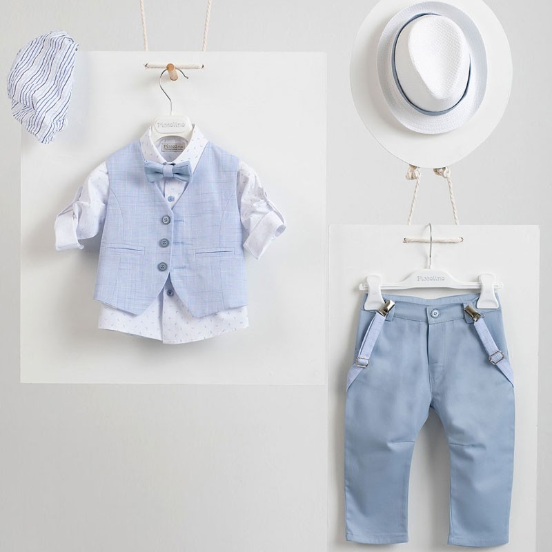 Piccolino Romeo Light blue AG23S54 Κοστούμι Βάπτισης 6τμχ