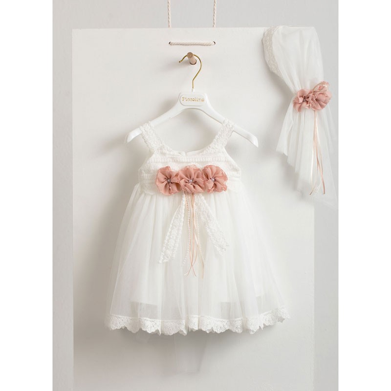 Piccolino Wilma ivory-puce DR20S29 Φόρεμα Βάπτισης 2 τμχ