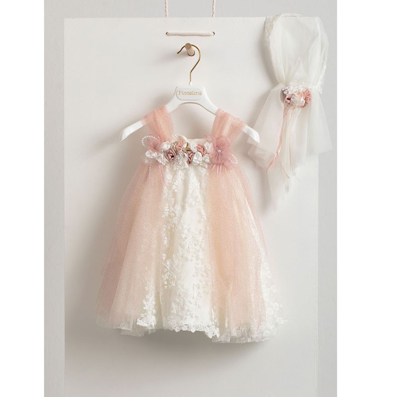Piccolino Tuliana puce DR20S33 Φόρεμα Βάπτισης 2 τμχ