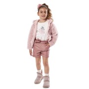 Εβίτα 227296 Σύνολο με ζακέτα και δερμάτινο σορτς 1-6