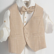 Piccolino Bob Beige AG24S69 Κοστούμι βάπτισης 6τμχ