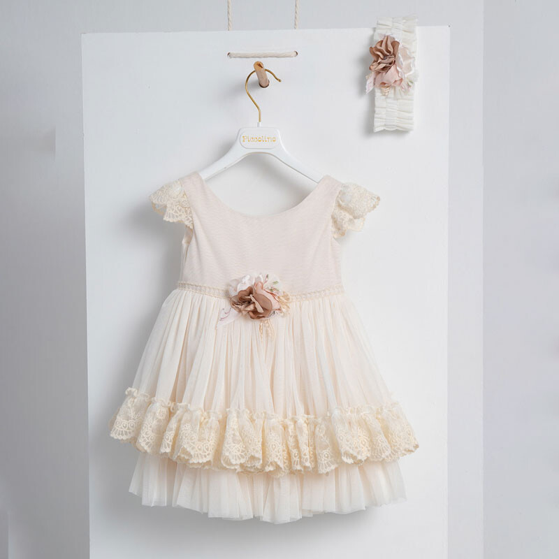 Piccolino Gabliella Champagne DR24S135 Φόρεμα βάπτισης 2τμχ