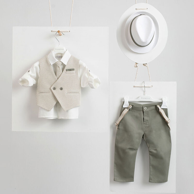 Piccolino Andre Khaki AG23S52 Κοστούμι βάπτισης 6τμχ