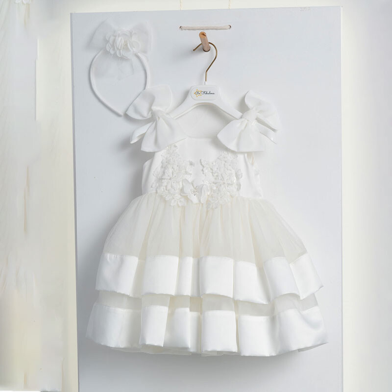 Piccolino Be Fabulous Elisabeth Ivory BFG24S07 Φόρεμα βάπτισης 2τμχ