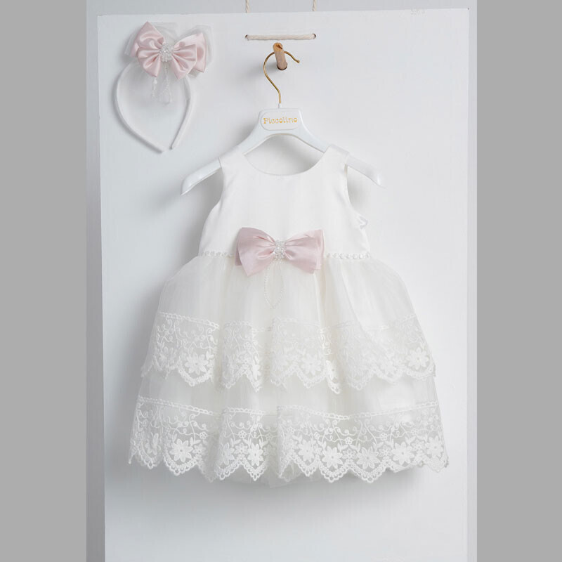 Piccolino Eva Ivory DR24S140 Φόρεμα βάπτισης 2τμχ