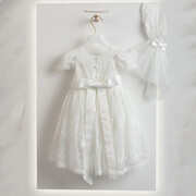 Piccolino Be Fabulous Milena Ivory BFG23S06 Φόρεμα βάπτισης 2τμχ