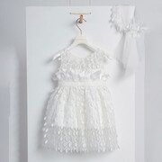 Piccolino Bianca Ivory DR24S122 Φόρεμα βάπτισης 2τμχ