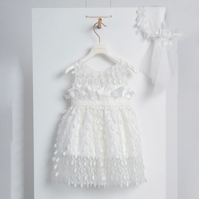 Piccolino Bianca Ivory DR24S122 Φόρεμα βάπτισης 2τμχ