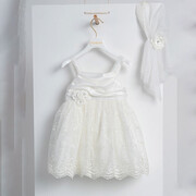 Piccolino Emilia Ivory DR24S125 Φόρεμα βάπτισης 2τμχ