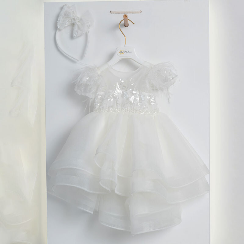 Piccolino Be Fabulous Jovanna Ivory BFG24S09 Φόρεμα βάπτισης 2τμχ