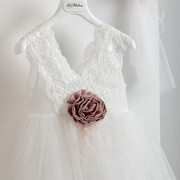 Piccolino Be Fabulous Stella Ivory-puce BFG23S02 Φόρεμα βάπτισης 2τμχ