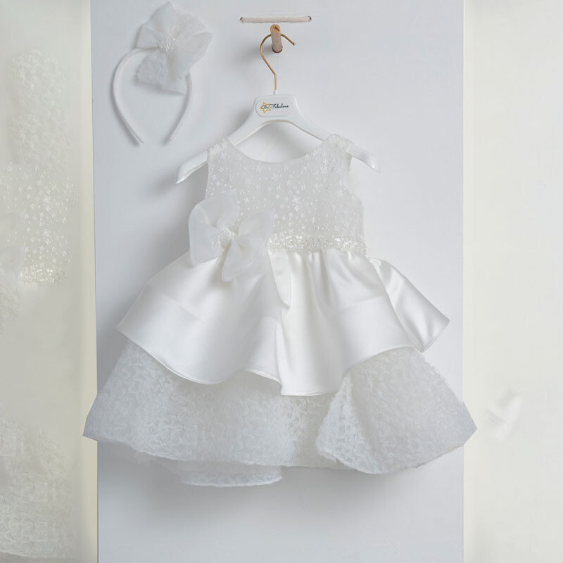 Piccolino Be Fabulous Stephania Ivory BFG24S12 Φόρεμα βάπτισης 2τμχ