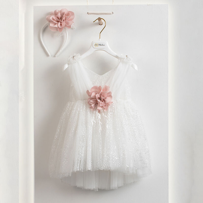 Piccolino Be Fabulous Sofia Ivory BFG23S03 Φόρεμα βάπτισης 2τμχ