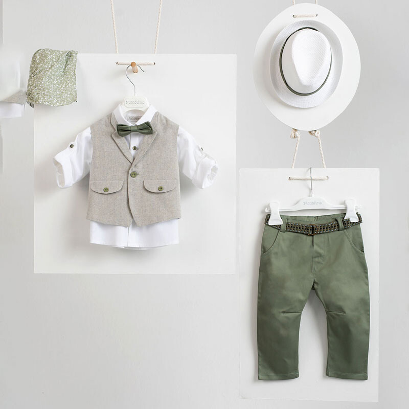 Piccolino Massimo Olive AG23S50 Κοστούμι βάπτισης 6τμχ