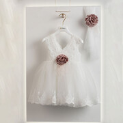 Piccolino Be Fabulous Stella Ivory-puce BFG23S02 Φόρεμα βάπτισης 2τμχ