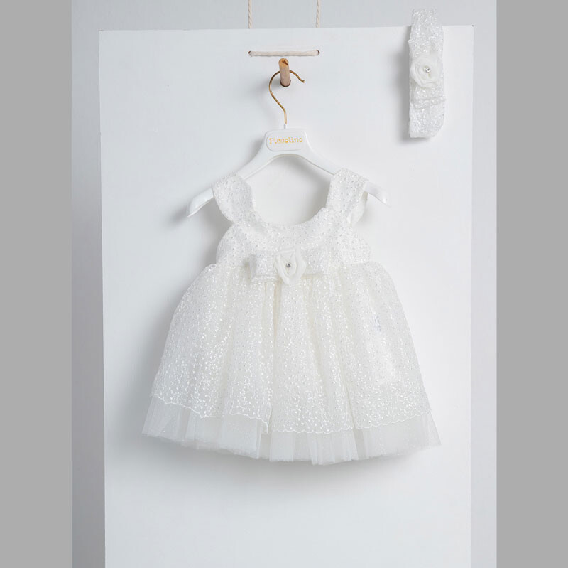 Piccolino Erene Ivory DR24S142 Φόρεμα βάπτισης 2τμχ