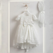Piccolino Be Fabulous Milena Ivory BFG23S06 Φόρεμα βάπτισης 2τμχ