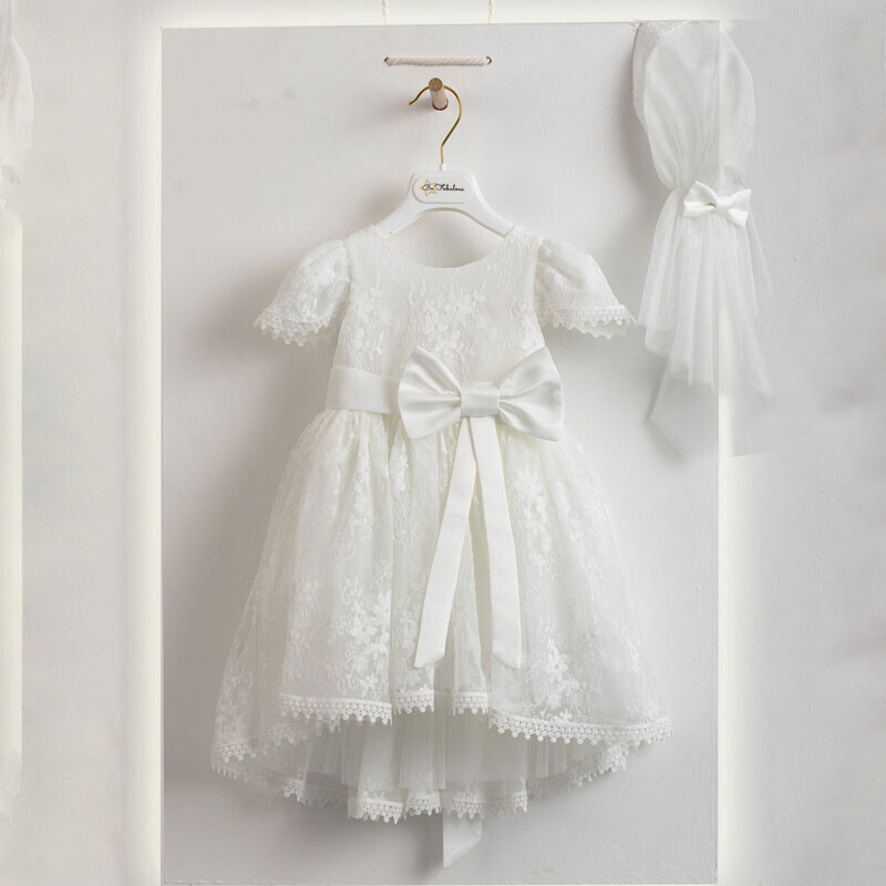 Piccolino Be Fabulous Milena Ivory BFG23S06 Φόρεμα βάπτισης 2τμχ