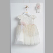 Piccolino Alison Ivory DR24S139 Φόρεμα βάπτισης 2τμχ