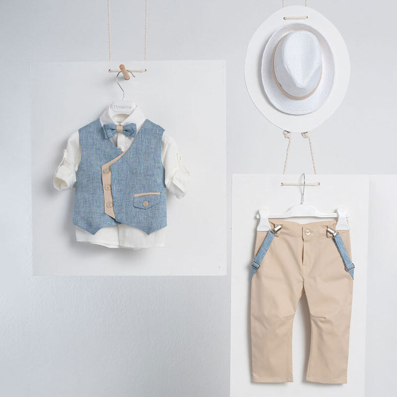 Piccolino Pedro Beige AG24S68 Κοστούμι βάπτισης 6τμχ