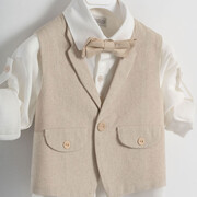 Piccolino Massimo Beige AG23S50 Κοστούμι βάπτισης 6τμχ