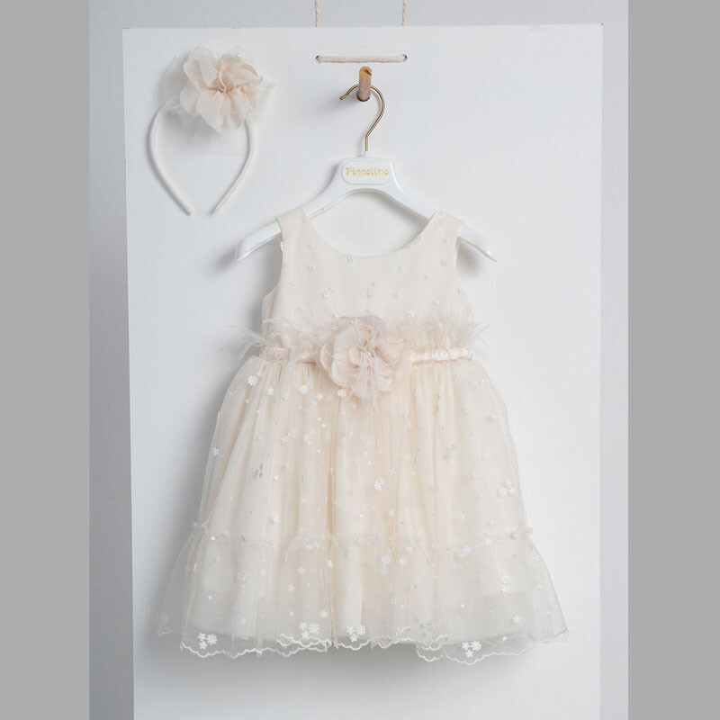 Piccolino Veronica Nude DR24S134 Φόρεμα βάπτισης 2τμχ