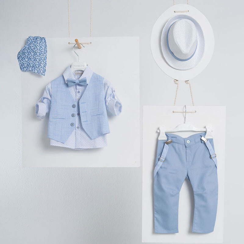 Piccolino Romeo Light blue AG23S54 Κοστούμι βάπτισης 6τμχ