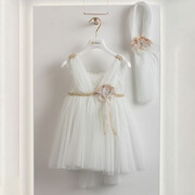 Piccolino Be Fabulous Lydia Ivory BFG23S04 Φόρεμα βάπτισης 2τμχ