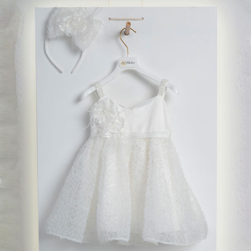Piccolino Be Fabulous Emily Ivory BFG24S10 Φόρεμα βάπτισης 2τμχ