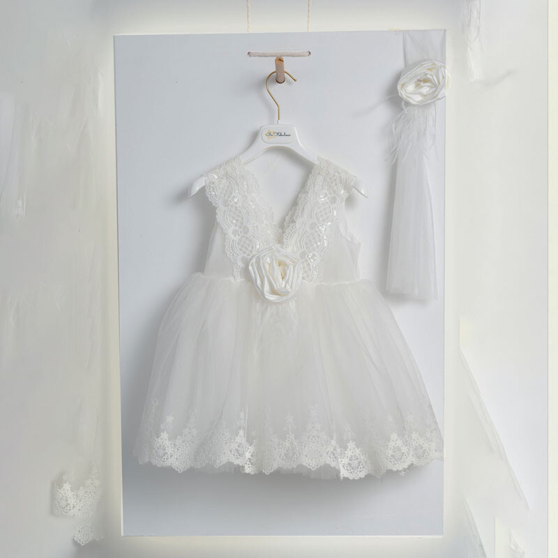 Piccolino Be Fabulous Stella Ivory BFG23S02 Φόρεμα βάπτισης 2τμχ