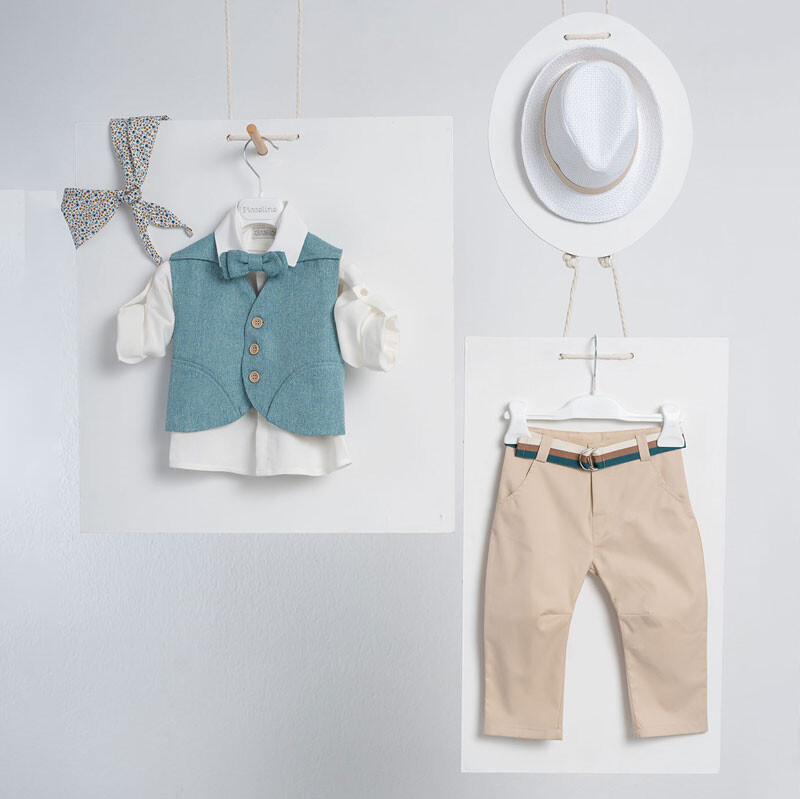  Piccolino Charles Beige AG24S62 Κοστούμι βάπτισης 7τμχ