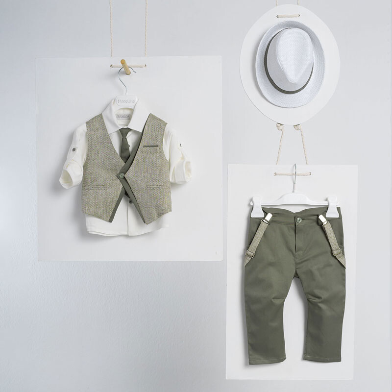 Piccolino Silvio-22 Olive AG22S28 Κοστούμι βάπτισης 6τμχ