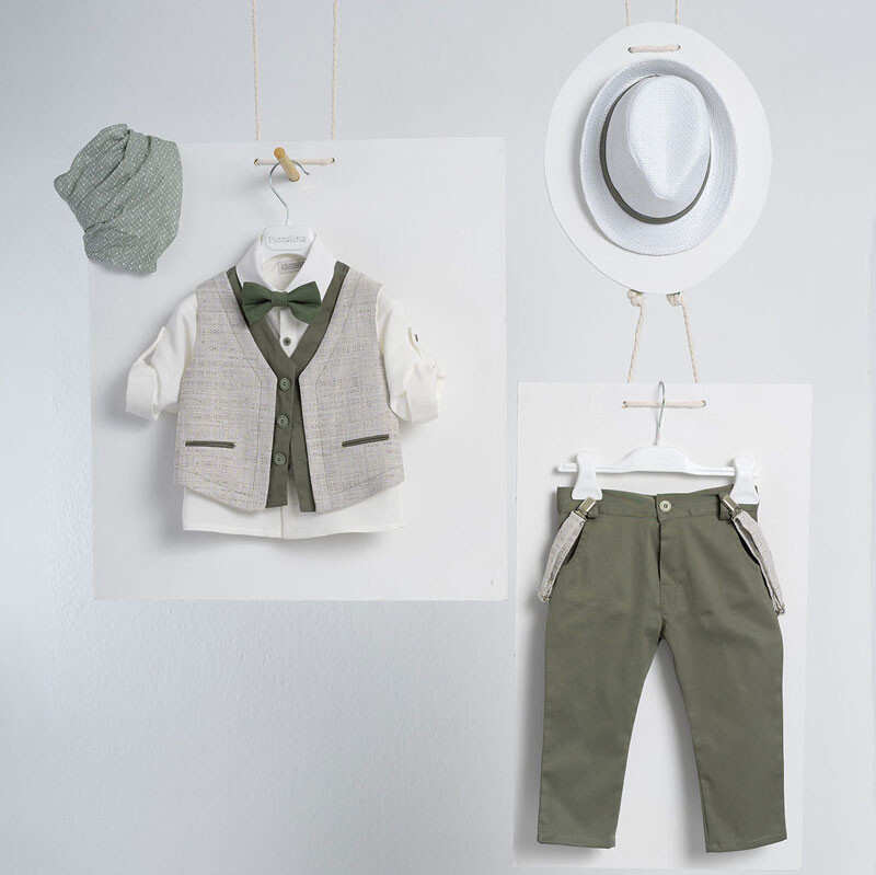 Piccolino Alberto Olive AG21S33 Κοστούμι βάπτισης 6τμχ