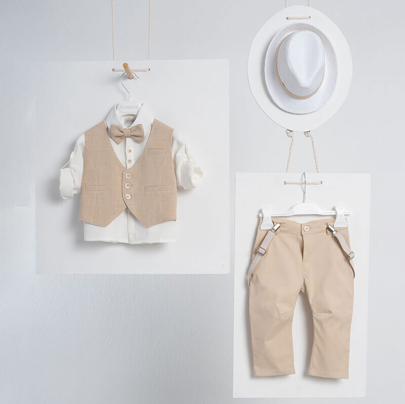 Piccolino Bob Beige AG24S69 Κοστούμι βάπτισης 6τμχ