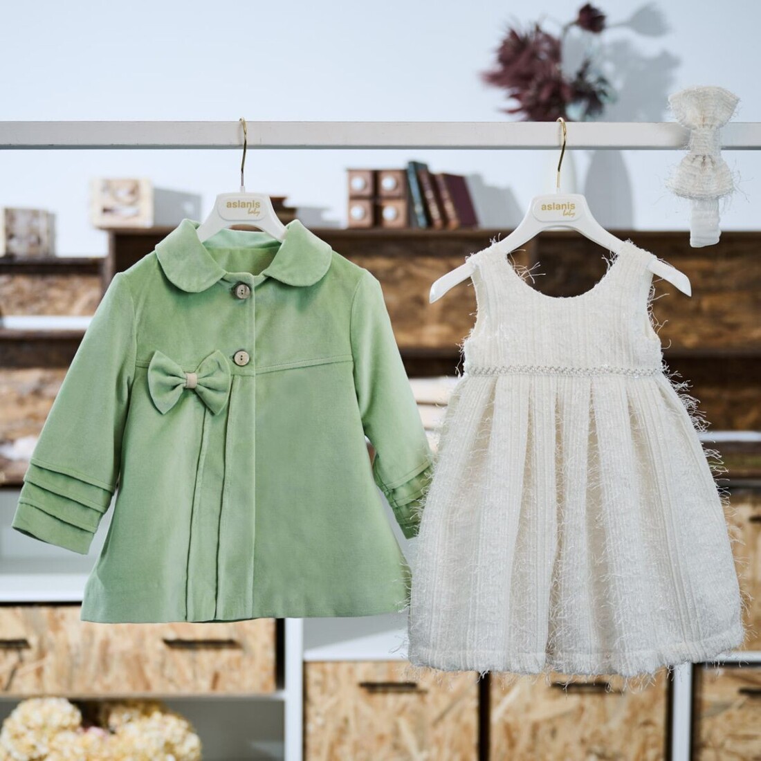 Aslanis Baby 25Αsw20 Φόρεμα Βάπτισης με Παλτό 25Asw28 3τμχ