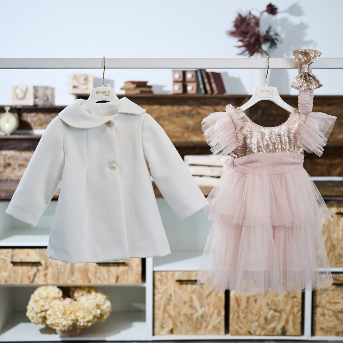 Aslanis Baby 25Αsw24 Φόρεμα Βάπτισης με Παλτό 25Asw38 3τμχ